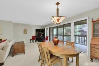 Dining area off living room and deck
