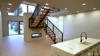 Kitchen w/Waterfall counters-Photos are Rendering