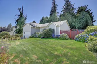 South facing with lovely front yard