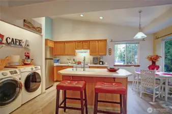 island defines kitchen area