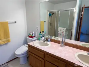 Nice double sink and shower