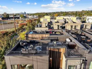 Rooftop deck with views of downtown