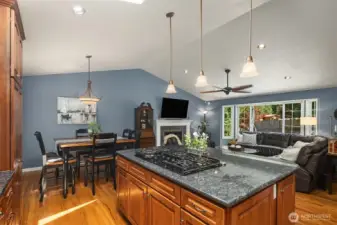 Adjoining, ample dining space.