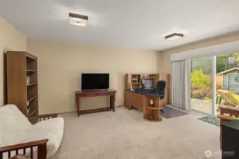 Huge office/den in daylight lower level with sliders to backyard. Could become a fantastic rec room!