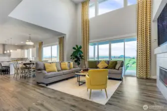 The heart of the home: great room adjacent to kitchen and outdoor patio