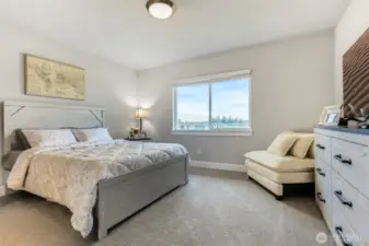 One of two bedrooms connected via Jack-and-Jill bathroom