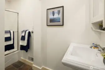 The lower. level has a full bath.