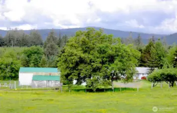 View of home and buildings.