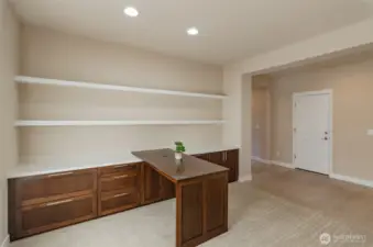 Another view of open den.  Tons of storage have been added.