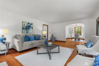 Livingroom is freshly painted and filled with natural light
