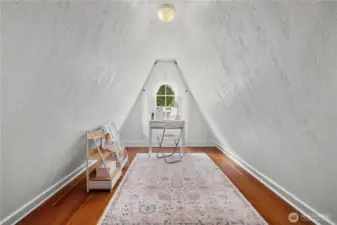One of the special features of this home is the unique triangle room at the front of the house.