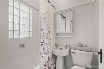Bathroom is full of classic details