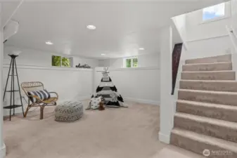 Staircase down into the mostly finished basement