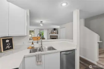 Good workspace and open to the living/dining room.  Stay part of the action!