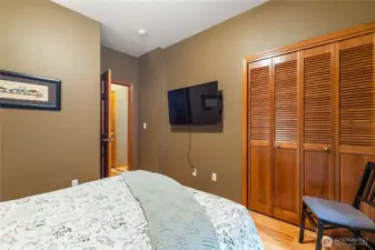 Another angle of the main floor bedroom with lots of closet space.