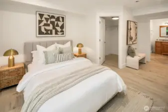 Bedroom 3 downstairs showing private bath and walk-in closet.