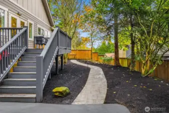Concrete path coming from front yard.