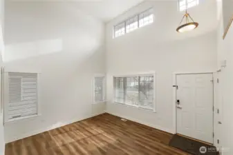 Vaulted ceilings in great room.