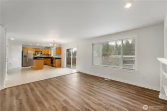 Open concept living room and kitchen.