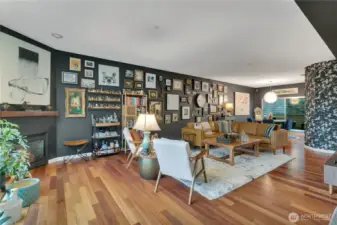 Seamless flow between living and dining areas.