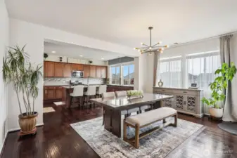 The residence boasts an inviting open concept floor plan that allows for effortless movement and seamless connectivity, naturally flowing into the heart of the home, the exquisitely designed gourmet kitchen.