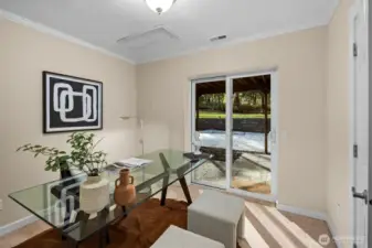 A versatile flex space that’s perfect for a home office, creative studio, or whatever your lifestyle requires—adaptable to fit your needs and inspire productivity or relaxation.