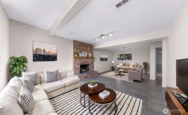 Virtual Staging Family Room Lower Level