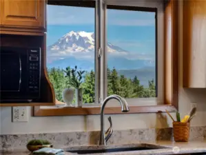 There's also a perfect mountain view from the window at the kitchen sink.