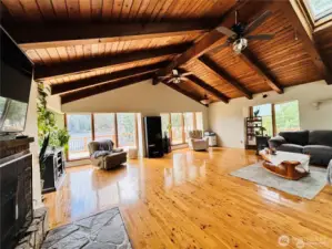 Living Room with View of Mountains and Lake