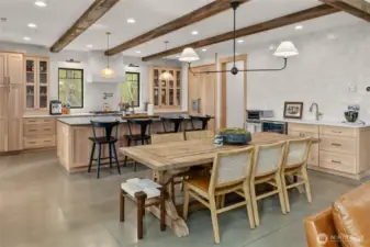 Dining and Kitchen area with bar area to the side