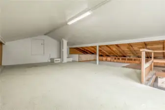 Huge partially-finished attic storage above the garage