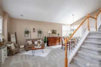 Expansive formal living/dining room combo.