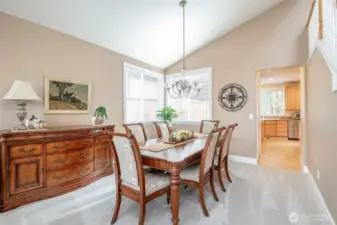 Formal dining steps from the kitchen.