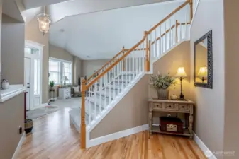 Staircase serves as the heart of home, allowing flow all the way around the main floor.