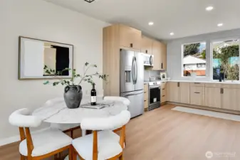 mingled with a dedicated dining area and room for a small moveable island to suite your style.