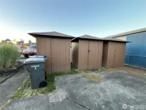 Dedicated storage shed next to your home (far left pictured above).