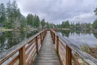 Lake with bridge