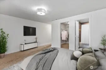 Vertually staged primary bedroom