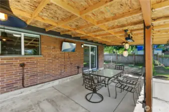Large covered entertainment patio