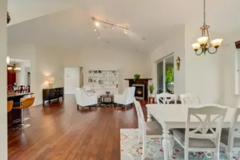 To the left you'll notice the sleek island with contemporary bar seating for casual dining or morning coffee. Yes, the bar stools stay with home!