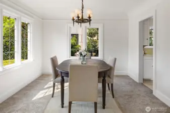 Dining room large enough for dinner parties.