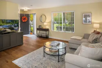 Hardwood floors, new trim, blinds and lighting