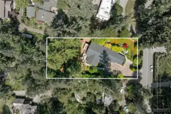 An aerial view of the lot.