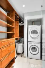 Laundry and built in closet shelving & dresser