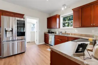 Beautiful stainless steel appliances.