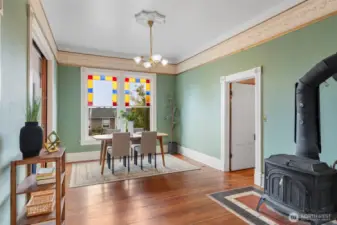 Warm Fir Floors and Cozy Wood Stove.