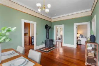 Historic period details shine with original millwork and trim.