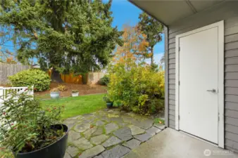 Storage unit and backyard off the dining area slider