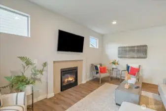 Beautiful living area with cozy gas fire