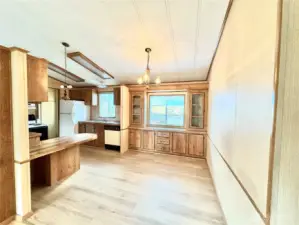 Dining room with built in shelving